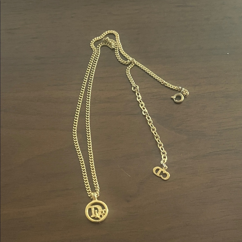 Gold Dior Pendant Necklace